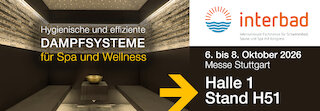 esuchen Sie uns auf der Interbad 2026 - Dampfsysteme und Dampfgeneratoren. @ 