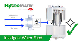 Smart water supply for air humidification systems, ensuring greater efficiency and reduced maintenance. @ 